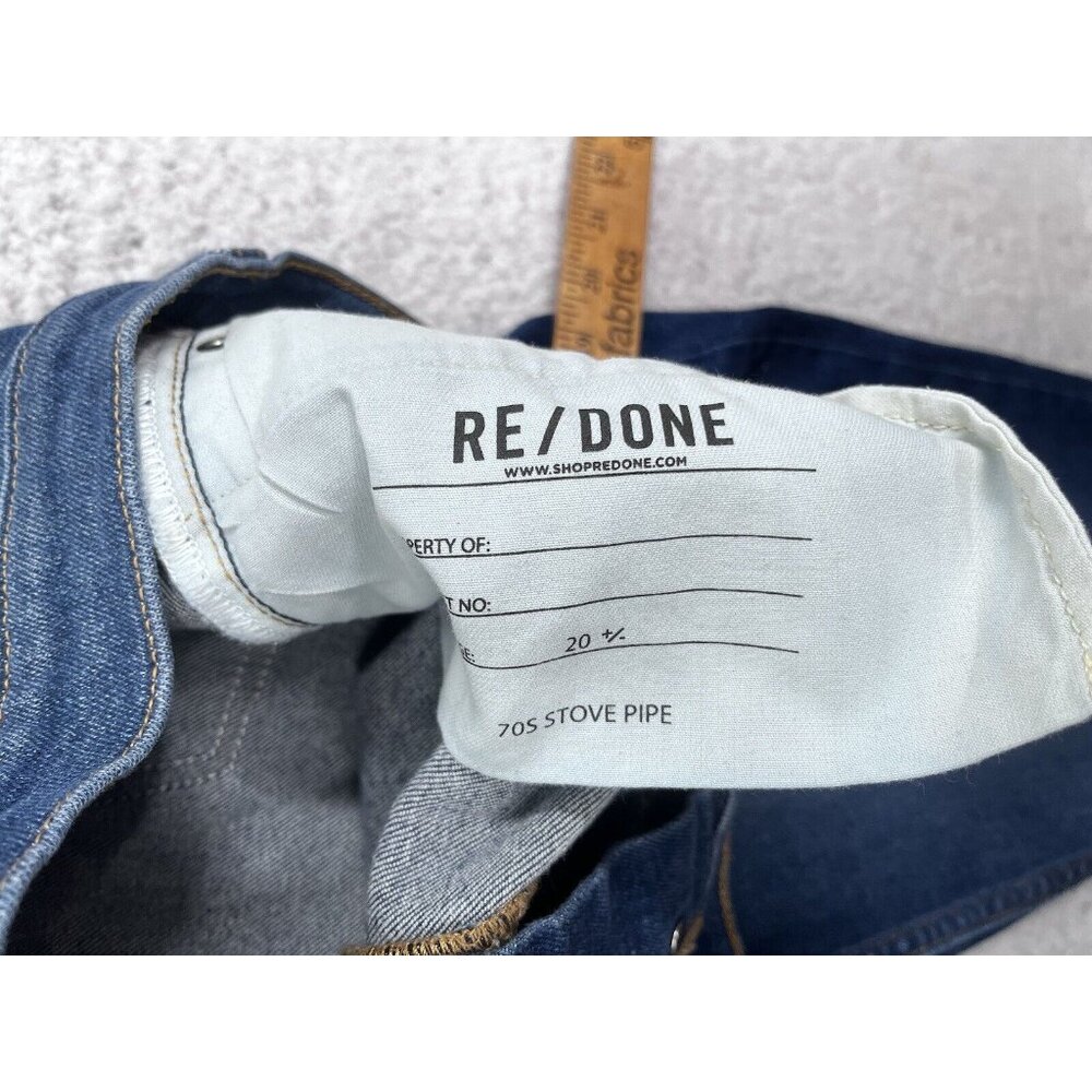 Re/Done Jeans Womens Sz 32 70s Stove Pipe Dark Wash Denim Button Fly - Picture 9 of 14